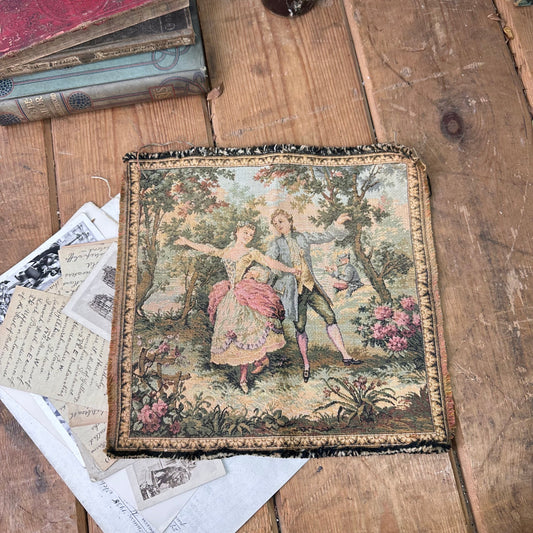 French Tapestry Wall Hanging Couple Dancing Sewing