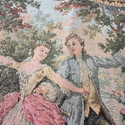 French Tapestry Wall Hanging Couple Dancing Sewing