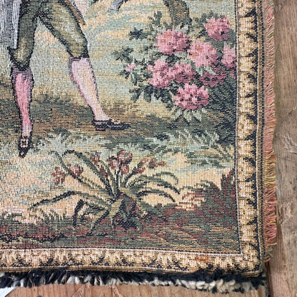 French Tapestry Wall Hanging Couple Dancing Sewing