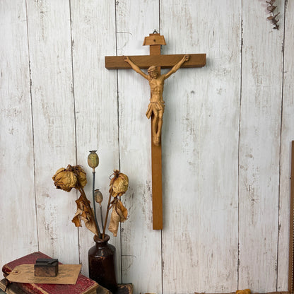 Vintage Wooden Cross Wall Hanging Crucifix 