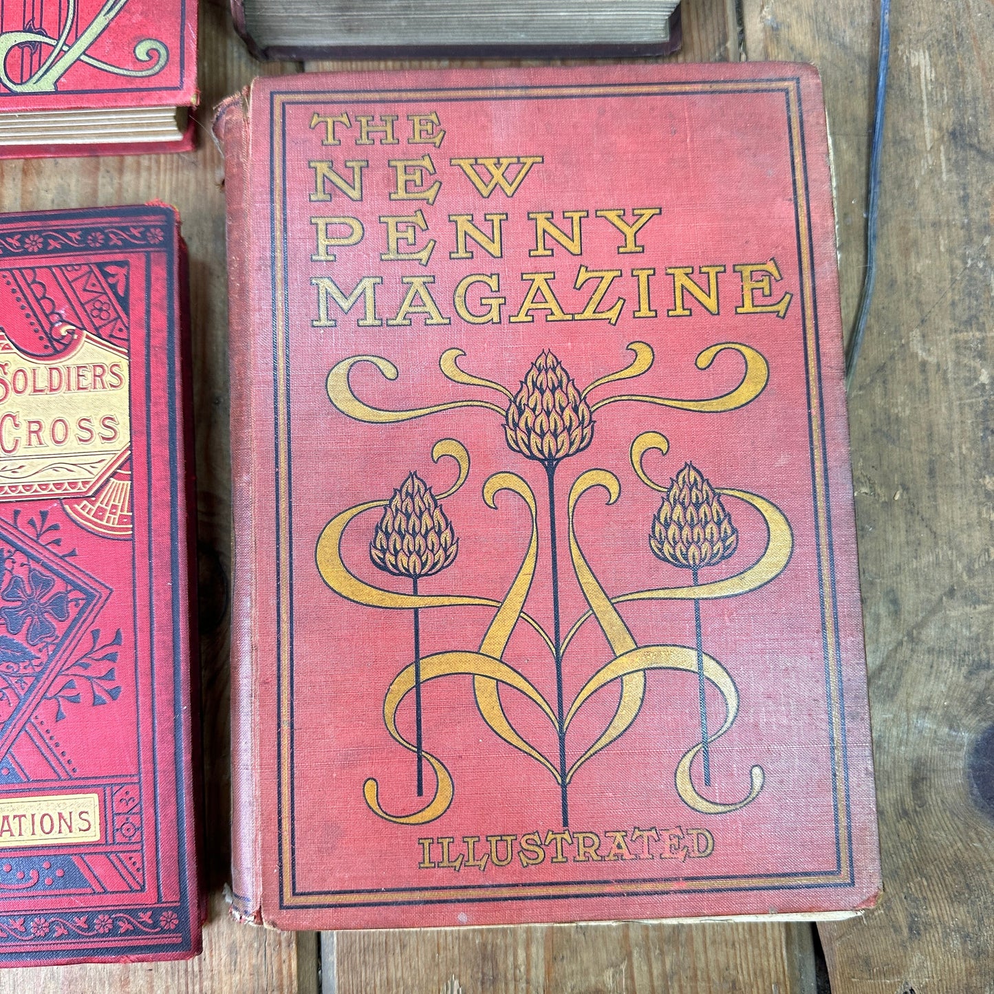 Stack of Vintage Red Coloured Books