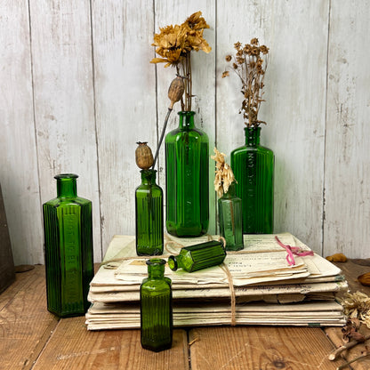 Seven Green Poison Apothecary Chemist Bottles