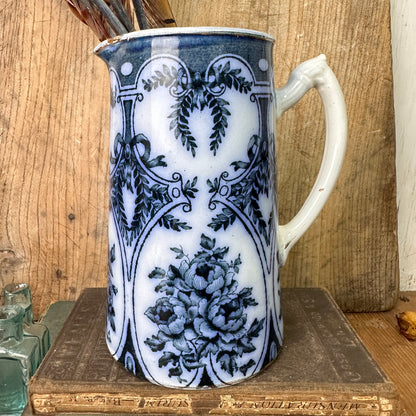 Blue Victorian Transfer-ware Water Jug