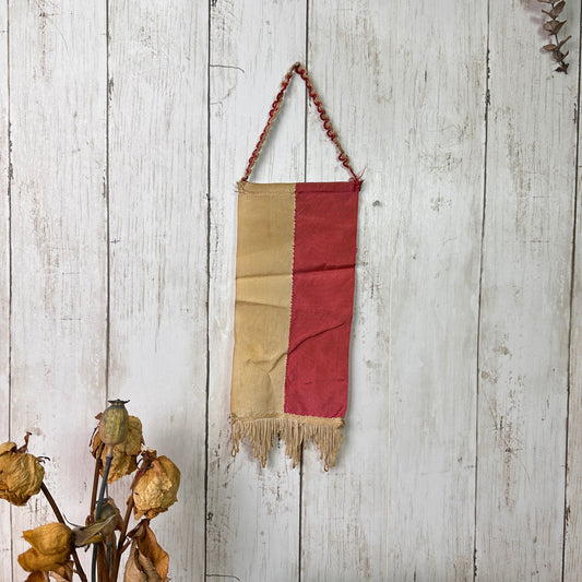 Vintage Handmade Red & White Football Flag