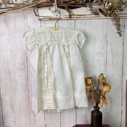 Vintage Baby Doll's White Satin & Lace Dress