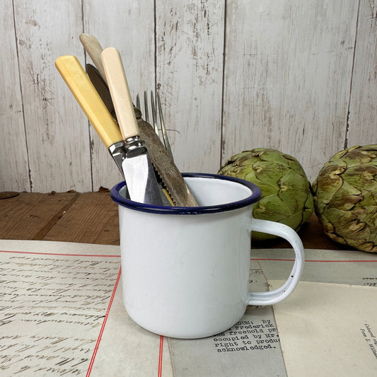 Vintage Enamel White Mug