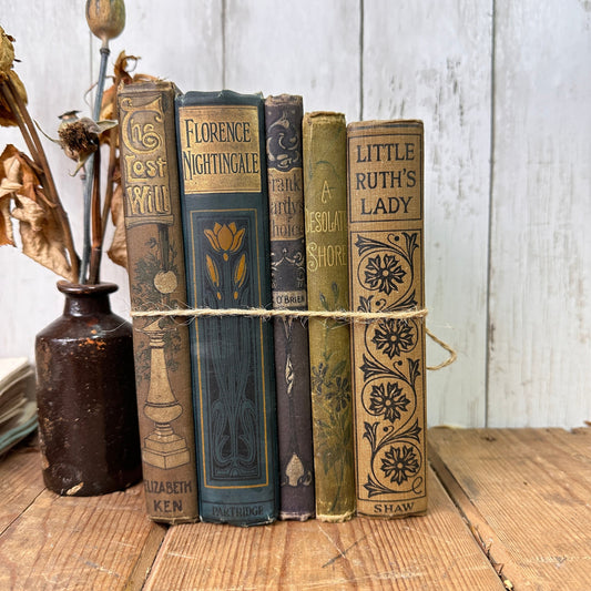 Stack of Vintage Blue Green Coloured Books