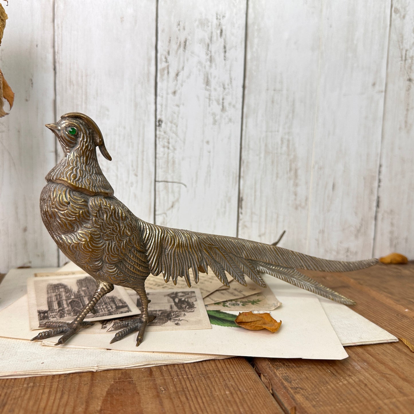 Mid Century Silver Metal Pheasant Figure