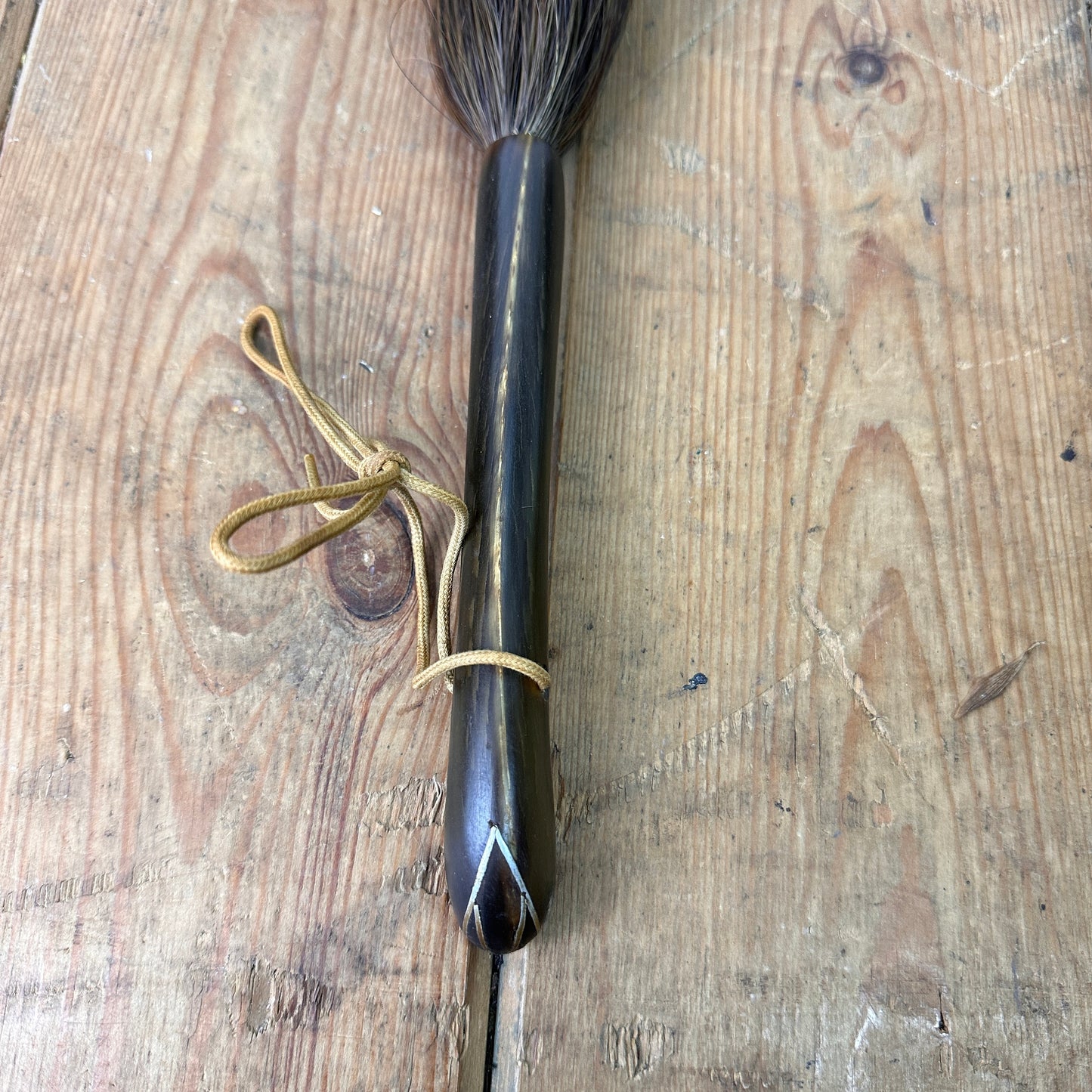 Fabulous Antique Polynesian Horse Hair Fly Whisk with Horn Handle