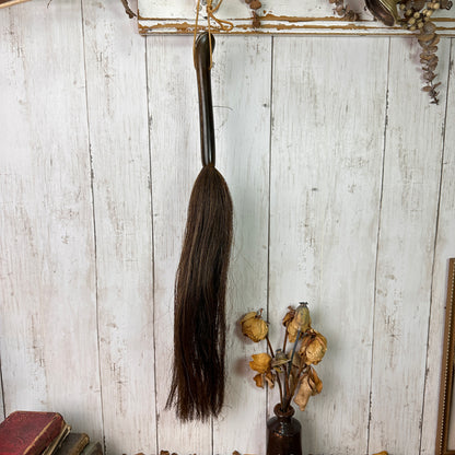 Fabulous Antique Polynesian Horse Hair Fly Whisk with Horn Handle