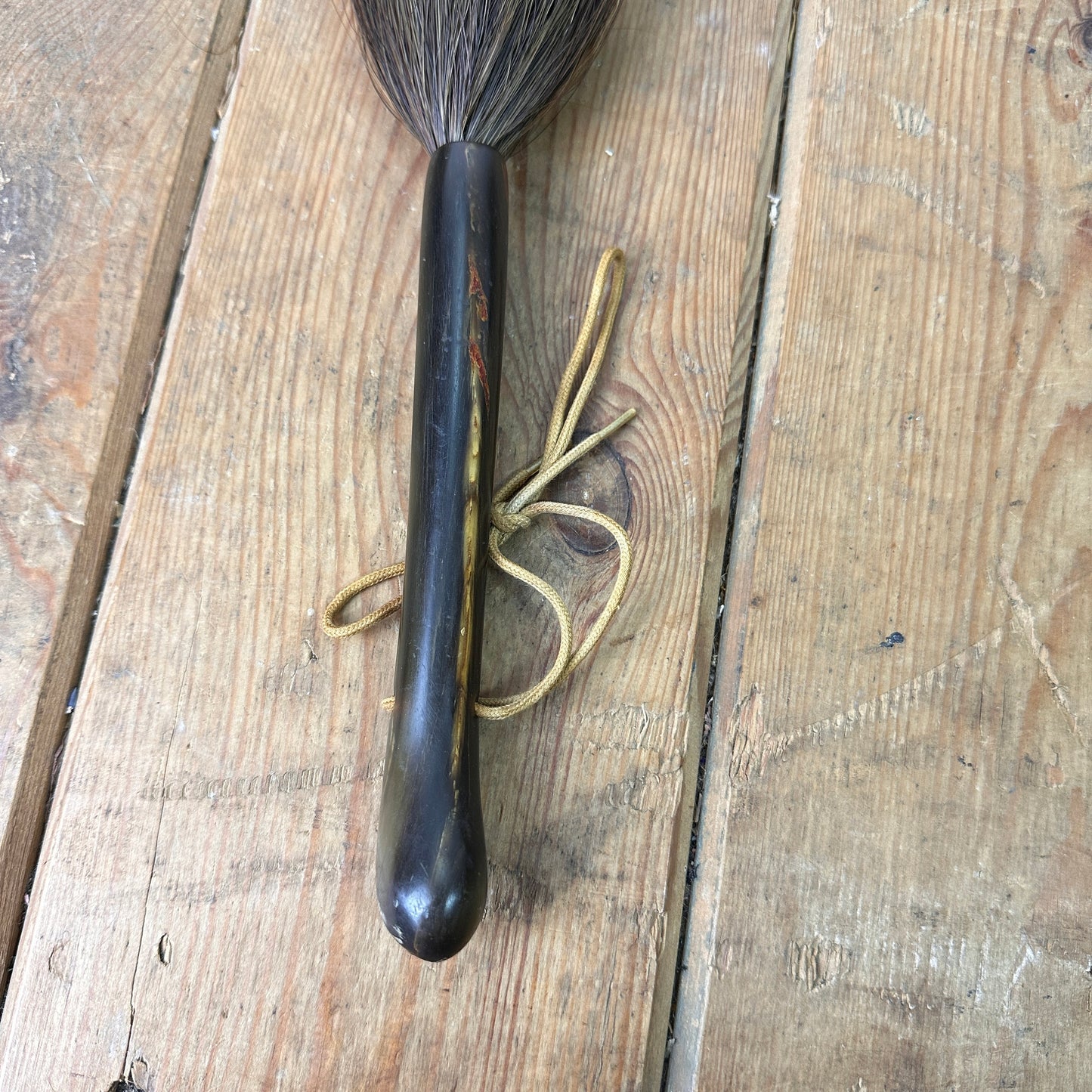 Fabulous Antique Polynesian Horse Hair Fly Whisk with Horn Handle