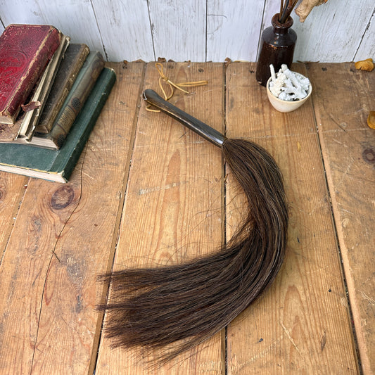 Fabulous Antique Polynesian Horse Hair Fly Whisk with Horn Handle