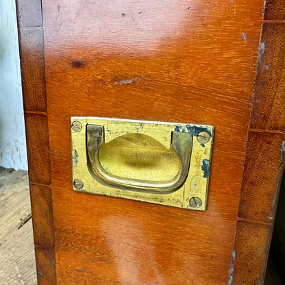 Antique Mahogany Lidded Box With Brass Sunken Handles