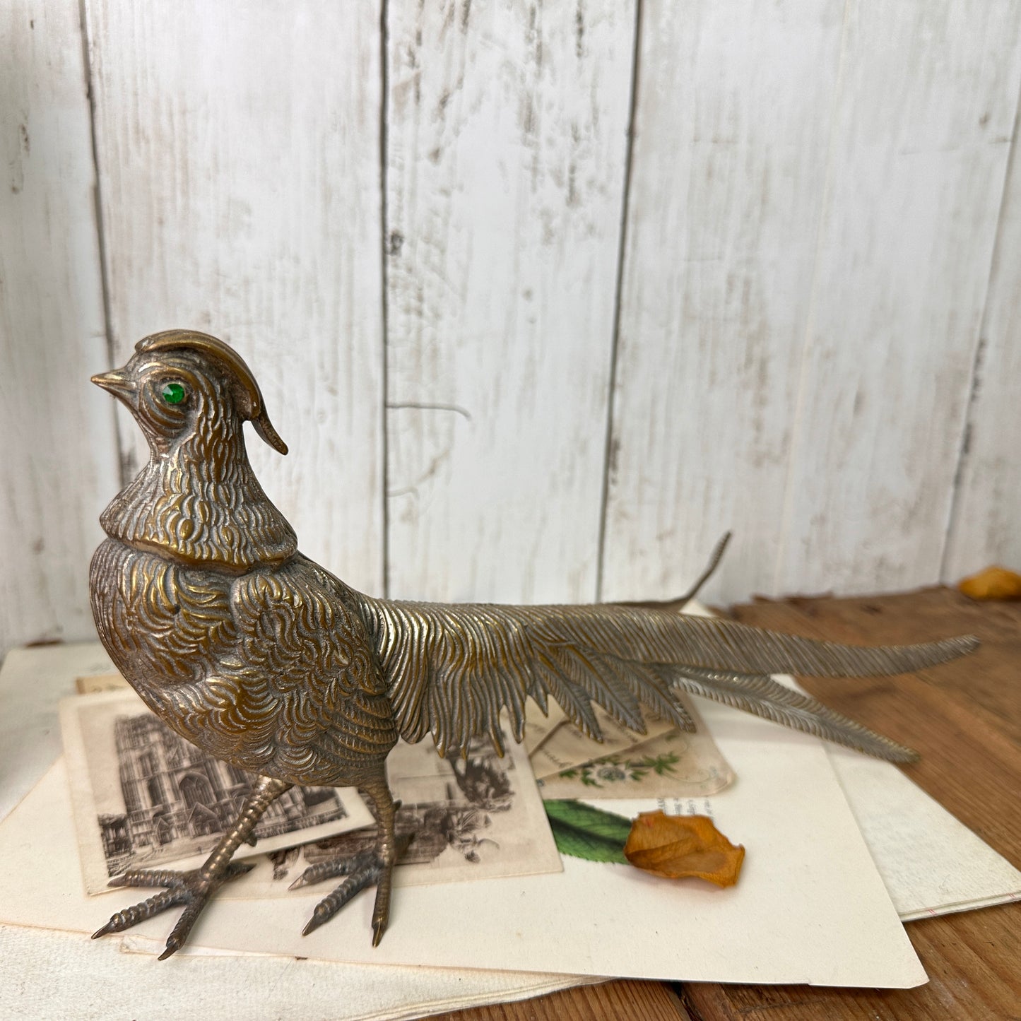 Mid Century Silver Metal Pheasant Figure