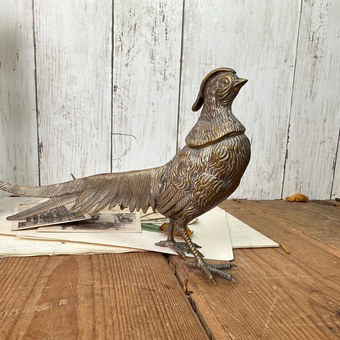 Mid Century Silver Metal Pheasant Figure