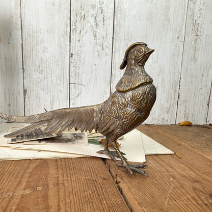 Mid Century Silver Metal Pheasant Figure