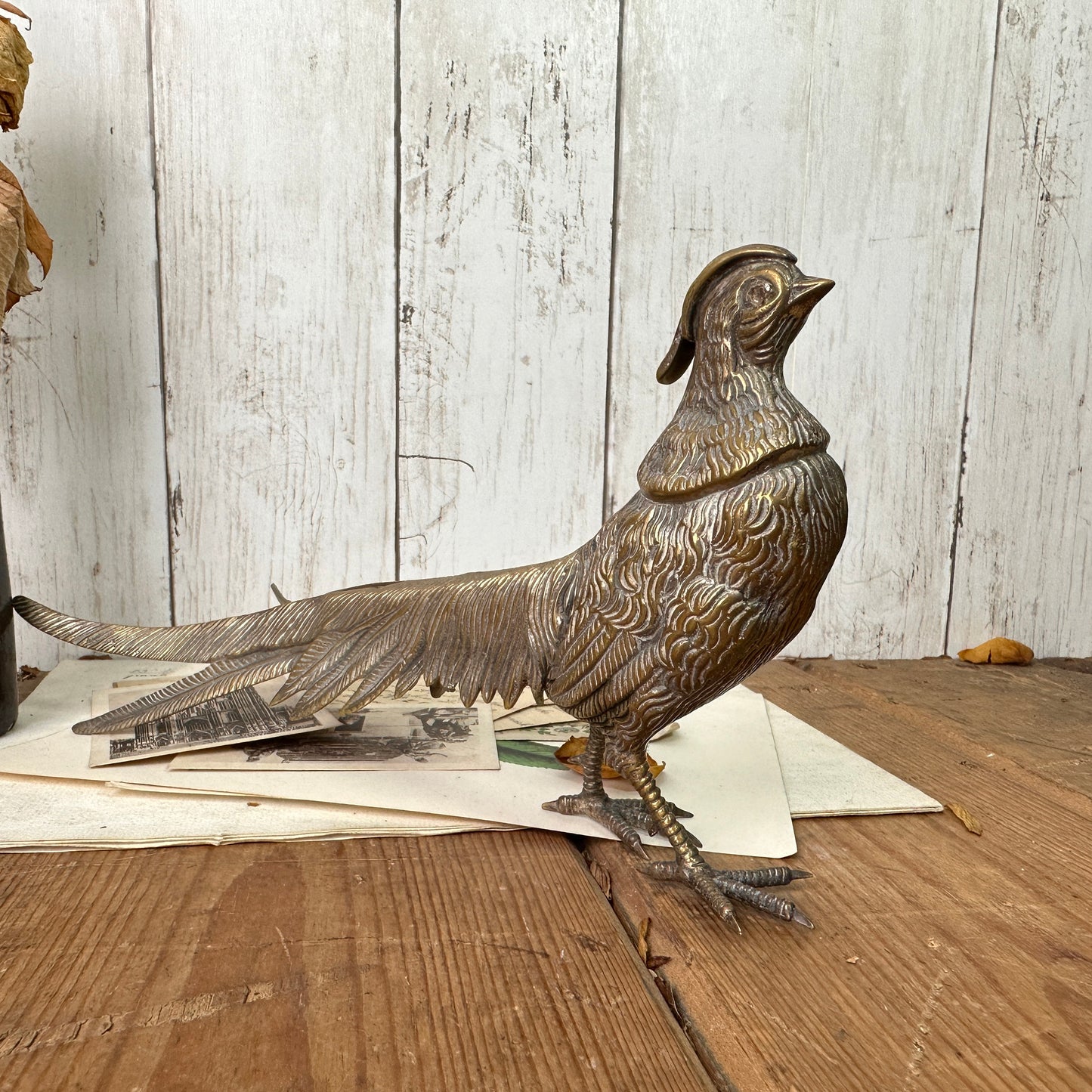 Mid Century Silver Metal Pheasant Figure