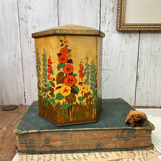 Vintage Hexagonal Floral Tea Tin