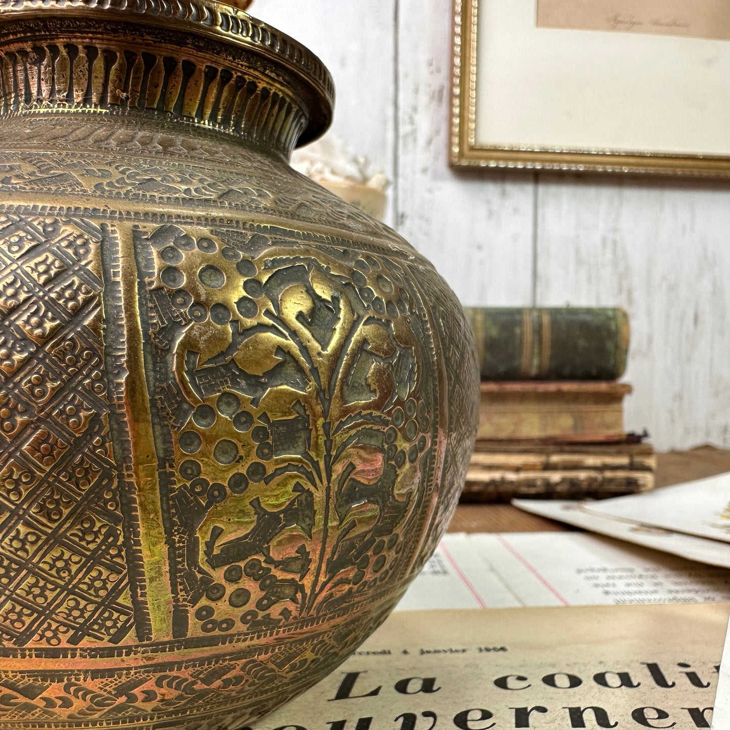 Antique Arabian Middle Eastern Brass Vase