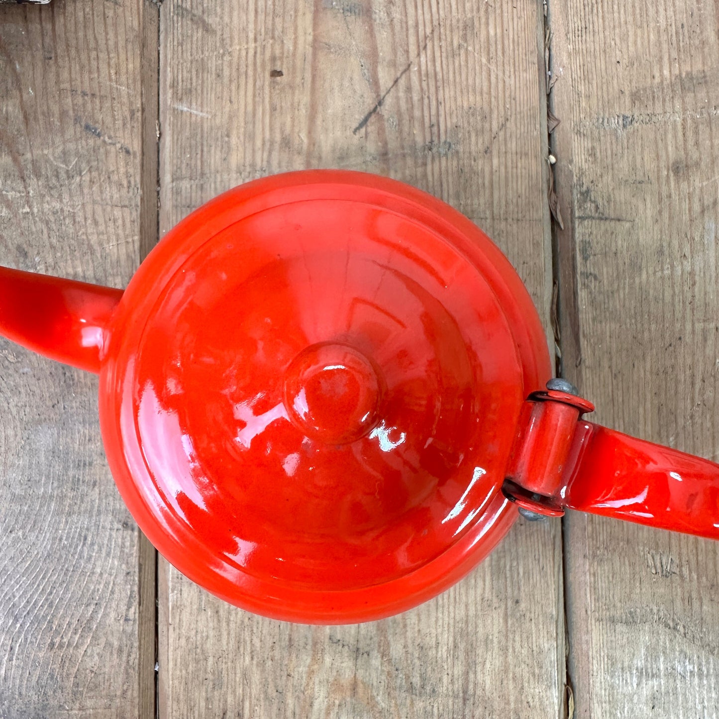 Vintage Enamel Small Red Teapot