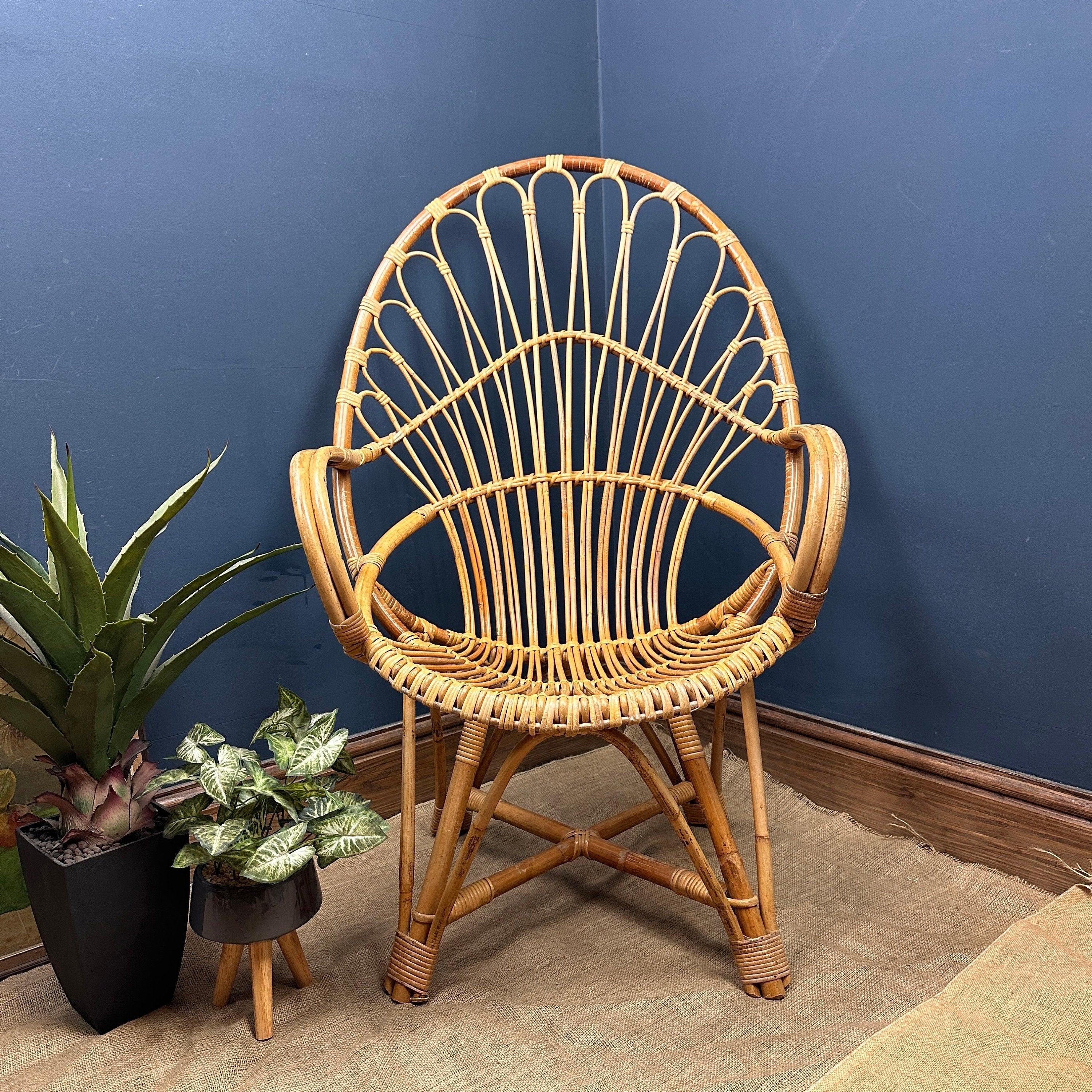 Mid Century Egg Shaped Boho Bamboo Bentwood Cane Chair The Blind Mole