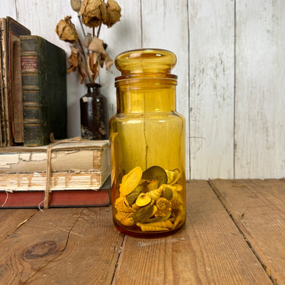 Large Amber Vintage Glass Apothecary Jar