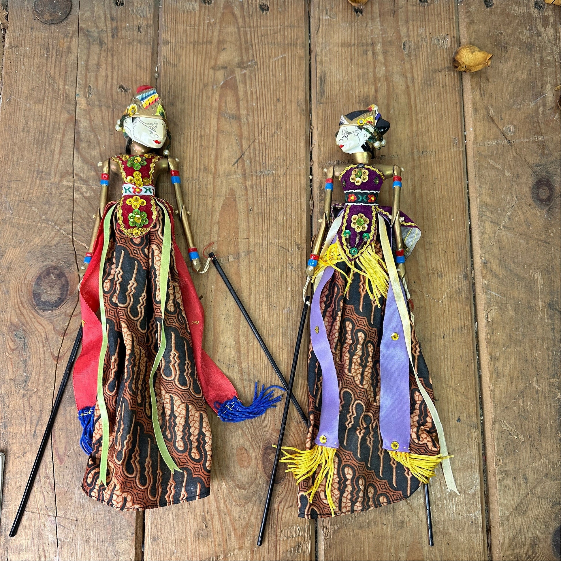 Pair of Indonesian Wayang Golek Puppets