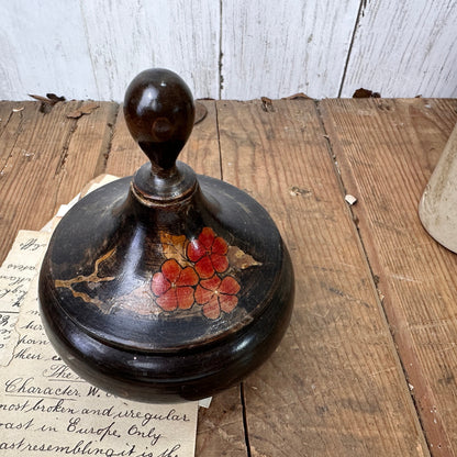 Vintage Black Ebonised Trinket Lidded Pot