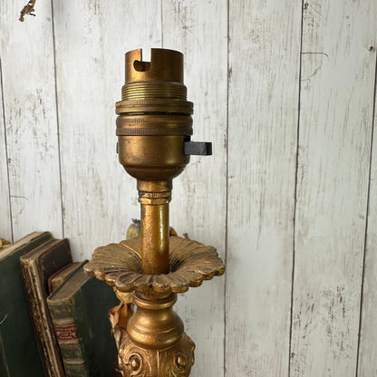 Pair of Rococo Style French Gold Marble Table lamps, Side Lamps