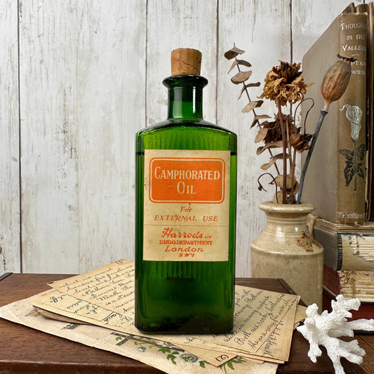 Vintage Apothecary Chemist Bottle Harrods Camphorated Oil