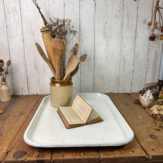 Large White Enamel Tea Tray