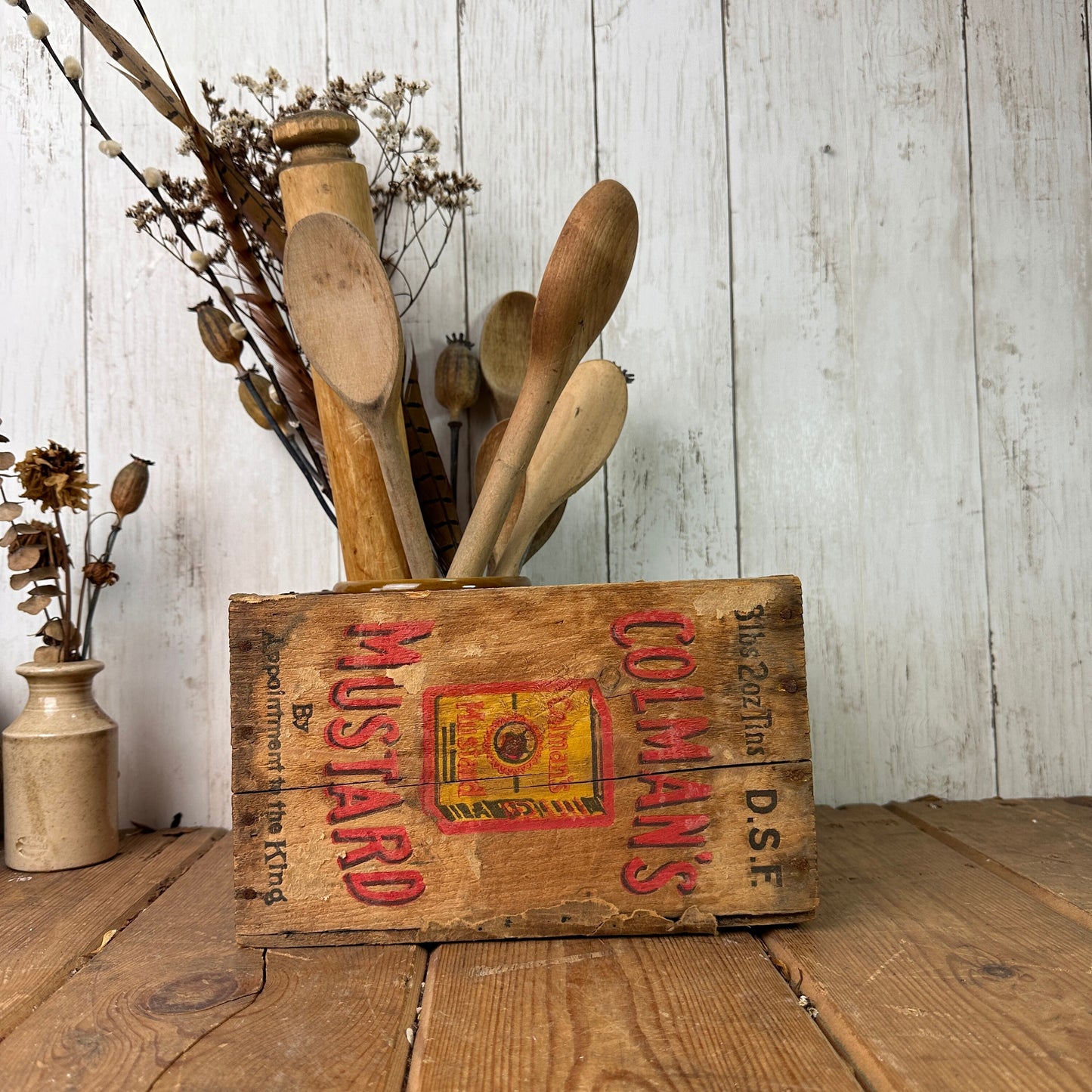 Vintage Wooden Colman's Mustard Crate Bottle Rack, Toy Box, Storage