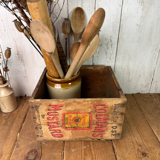 Vintage Wooden Colman's Mustard Crate Bottle Rack, Toy Box, Storage