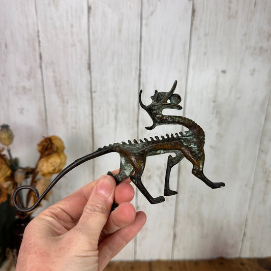 Mid Century Brass Standing Dragon Figure