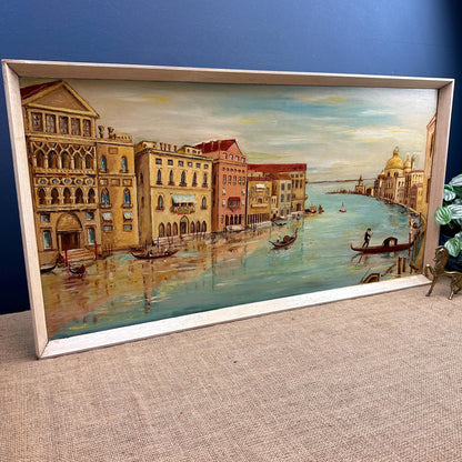 Framed Mid Century Original Oil on Board Venice, Italy, Renaissance