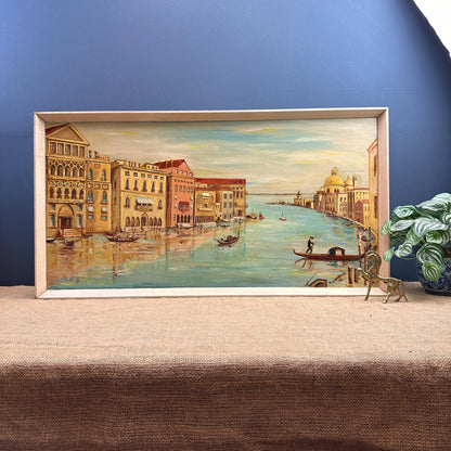 Framed Mid Century Original Oil on Board Venice, Italy, Renaissance