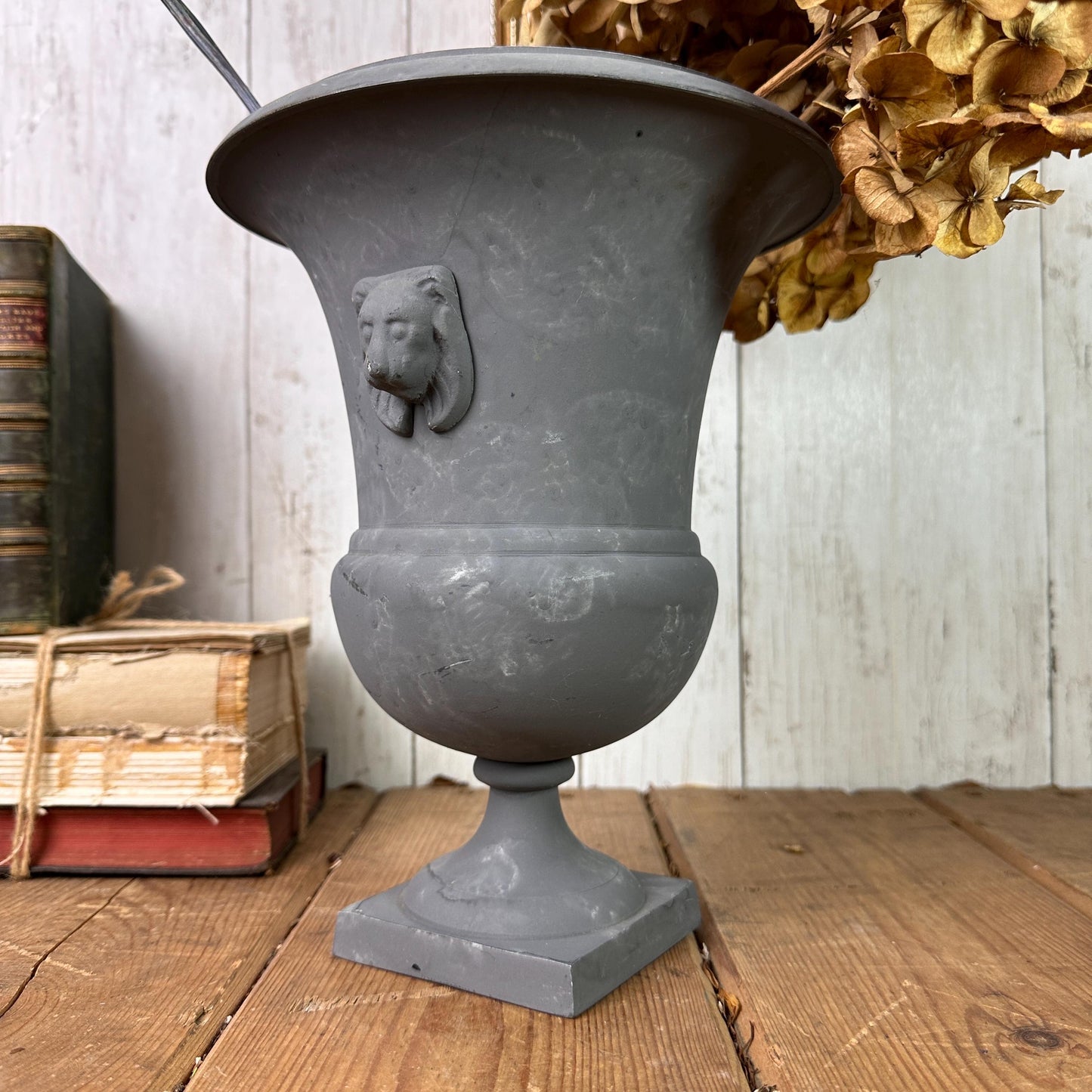 Large Grey Cast Urn Vase