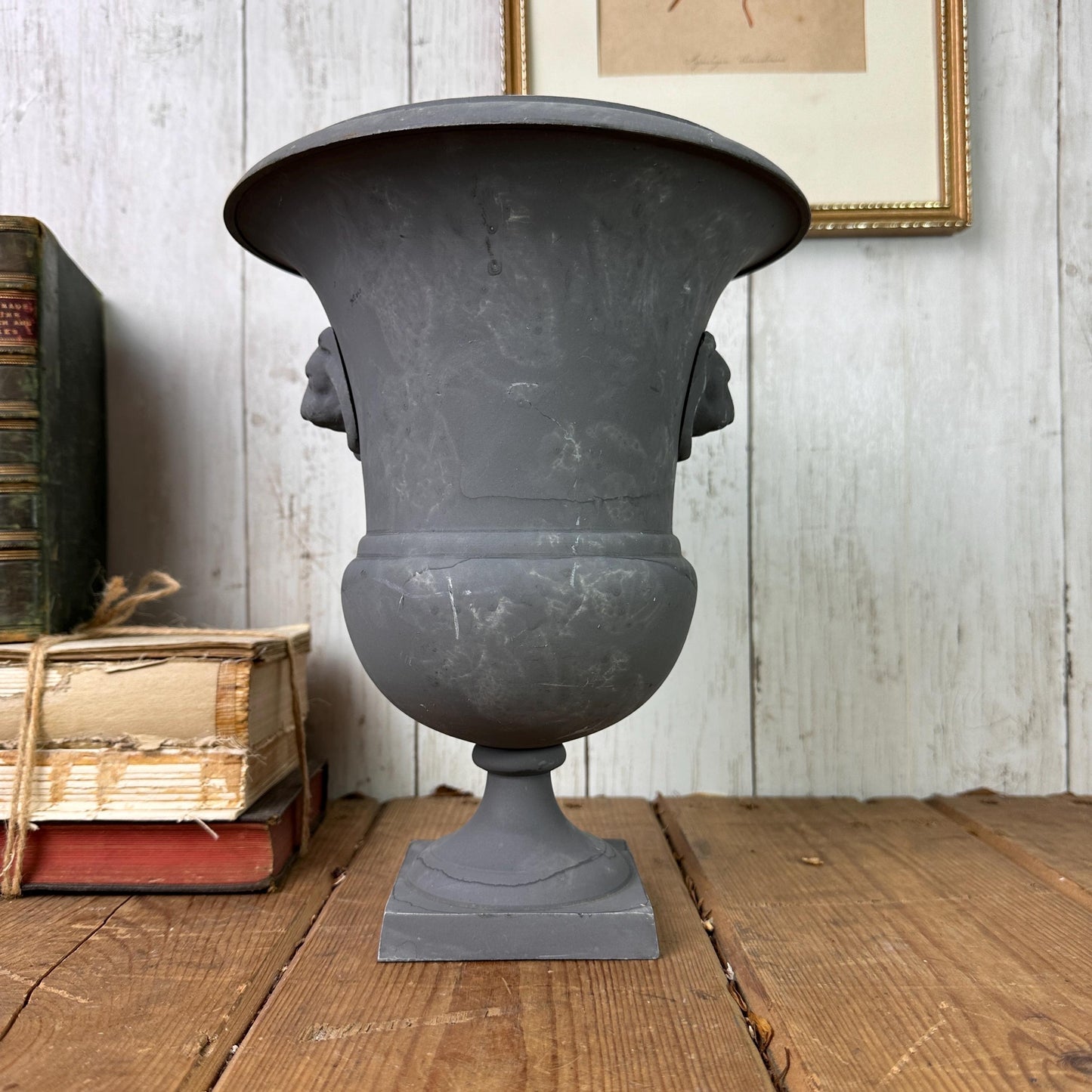 Large Grey Cast Urn Vase