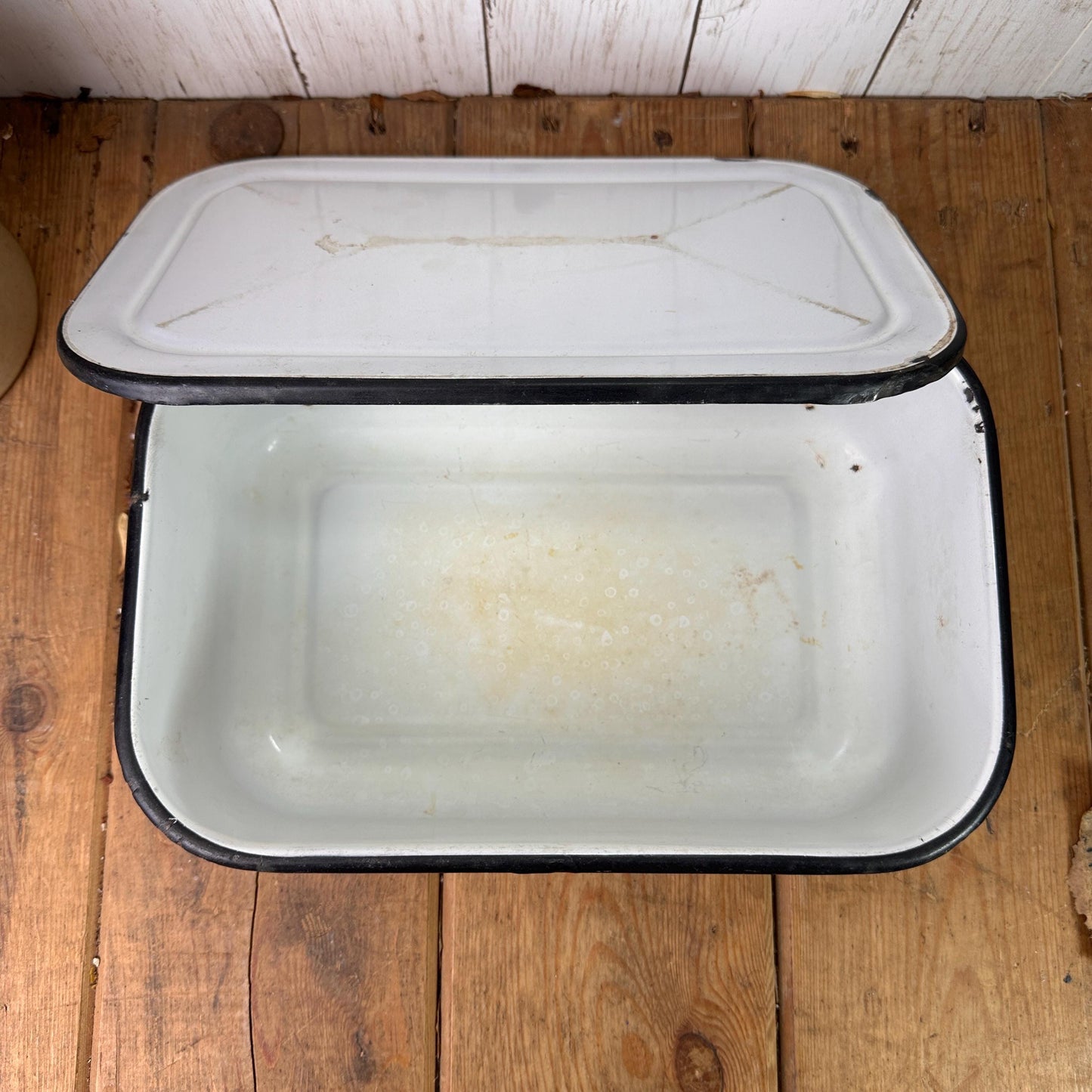 Vintage White Square Roasting, Serving Dish with Lid