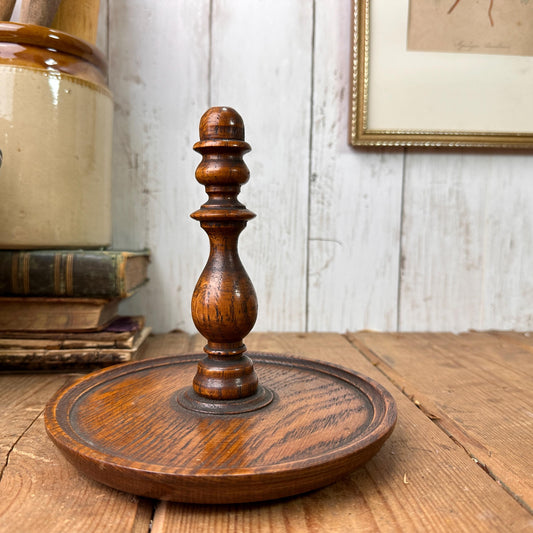 Antique Wooden Turned Wig, Hat, Glove Display Stand Plinth Pedestal