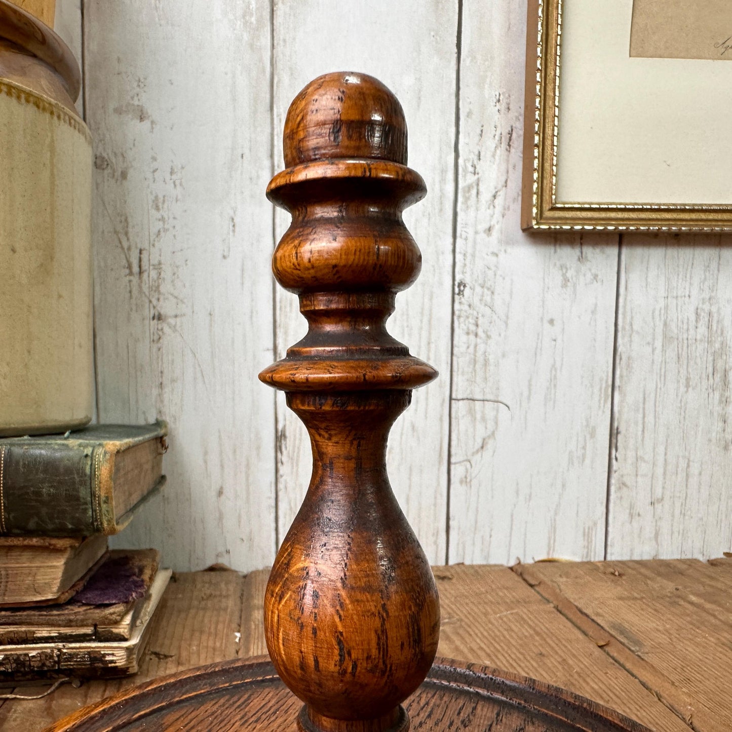 Antique Wooden Turned Wig, Hat, Glove Display Stand Plinth Pedestal