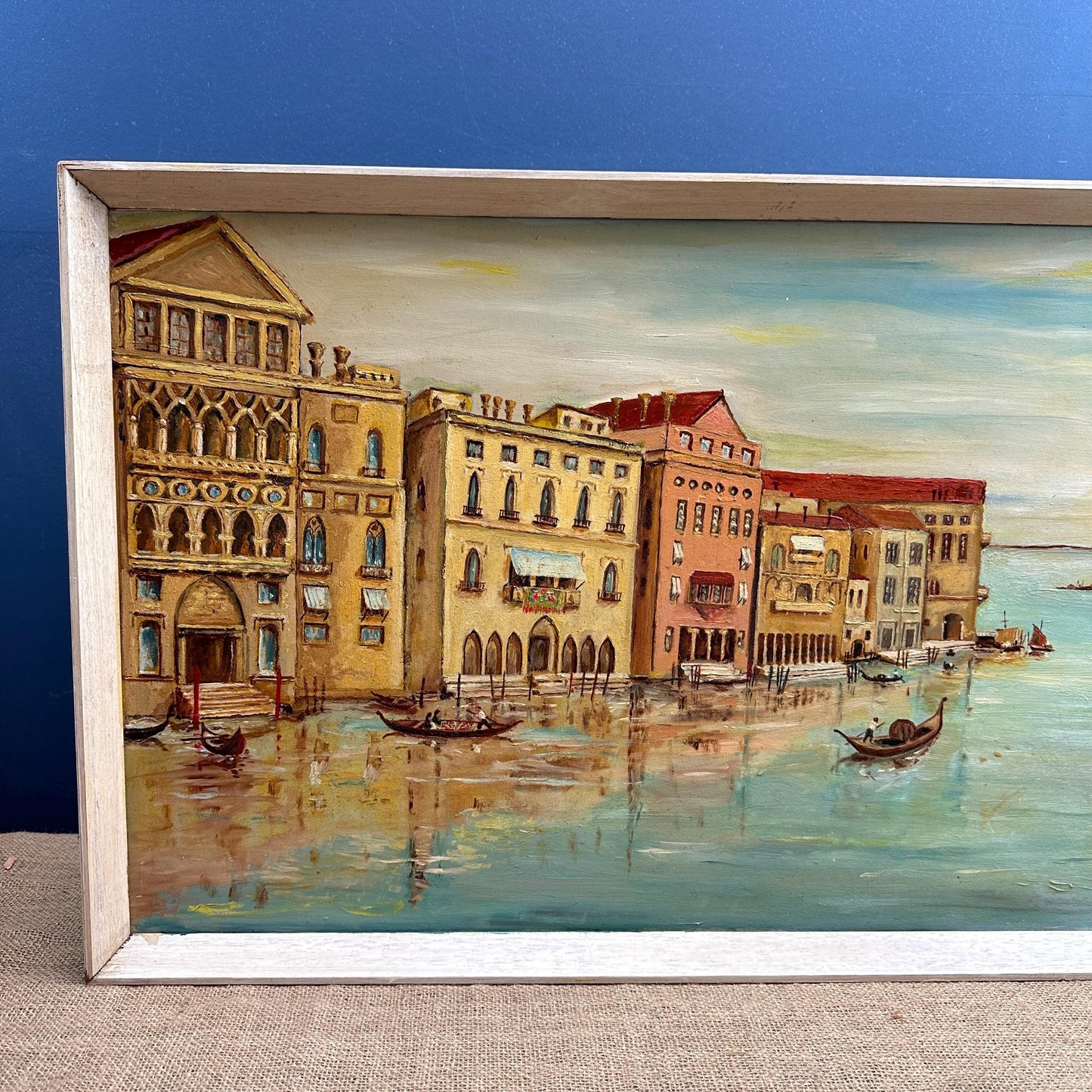 Framed Mid Century Original Oil on Board Venice, Italy, Renaissance