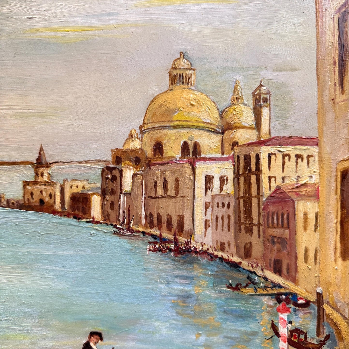 Framed Mid Century Original Oil on Board Venice, Italy, Renaissance