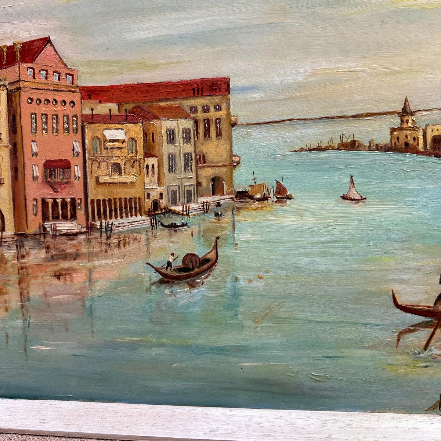 Framed Mid Century Original Oil on Board Venice, Italy, Renaissance