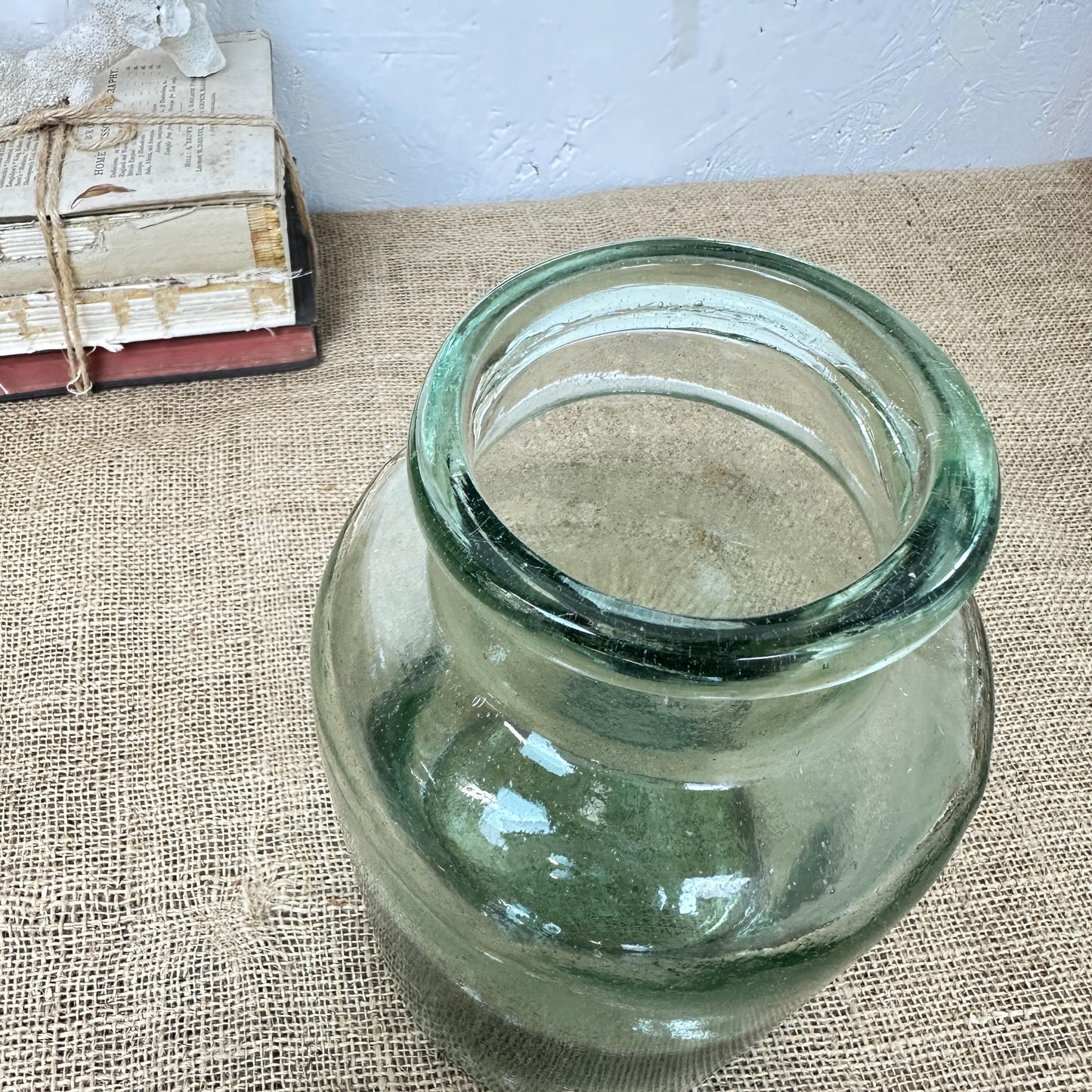 Vintage Green Handblown Glass Apothecary Bottle/Jar - Propagating Bottle vase