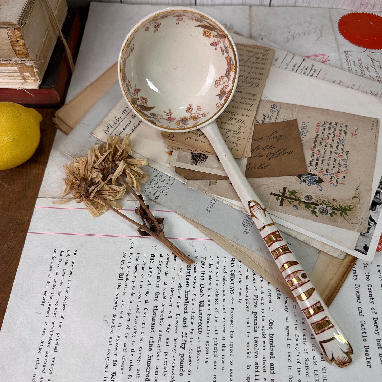 Large Victorian Ironstone Ceramic Serving Ladle, Spoon