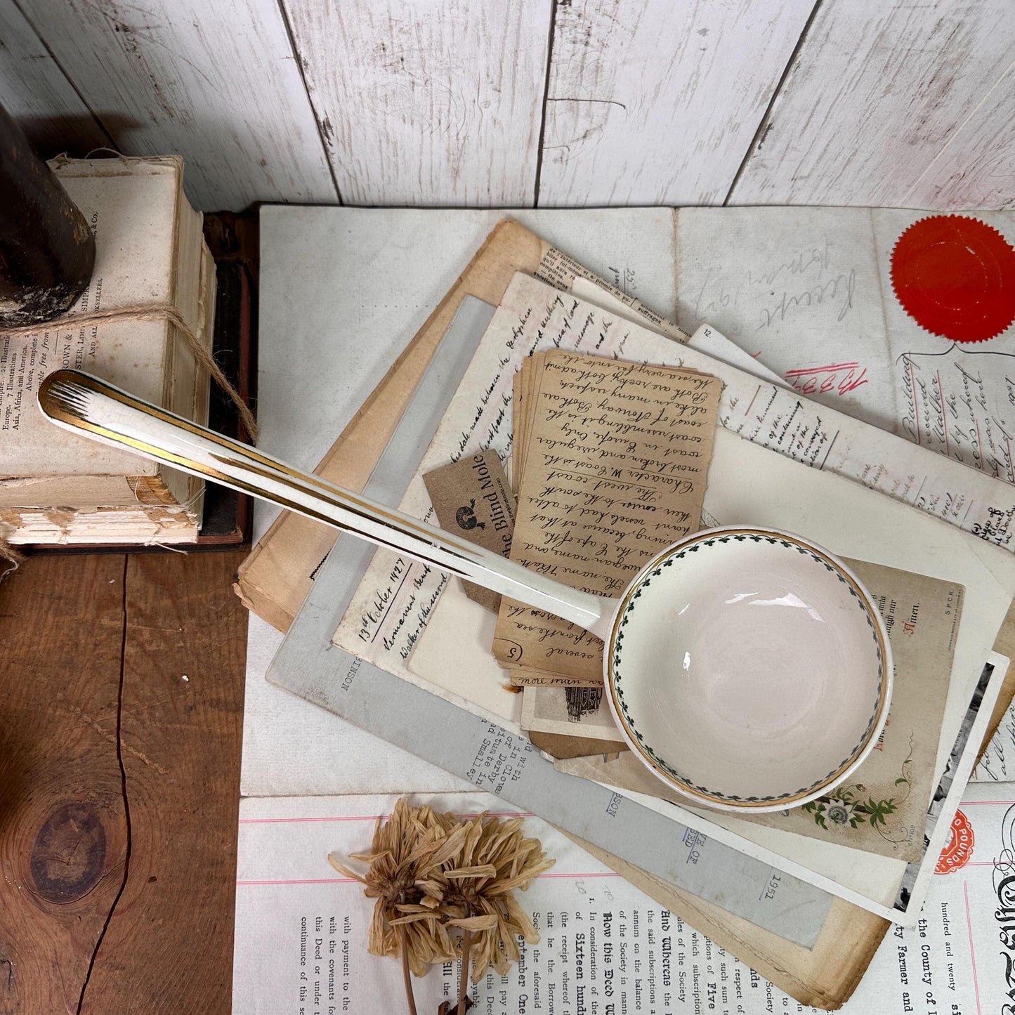 Large Victorian Ironstone Ceramic Serving Ladle, Spoon