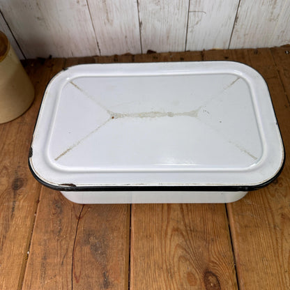 Vintage White Square Roasting, Serving Dish with Lid