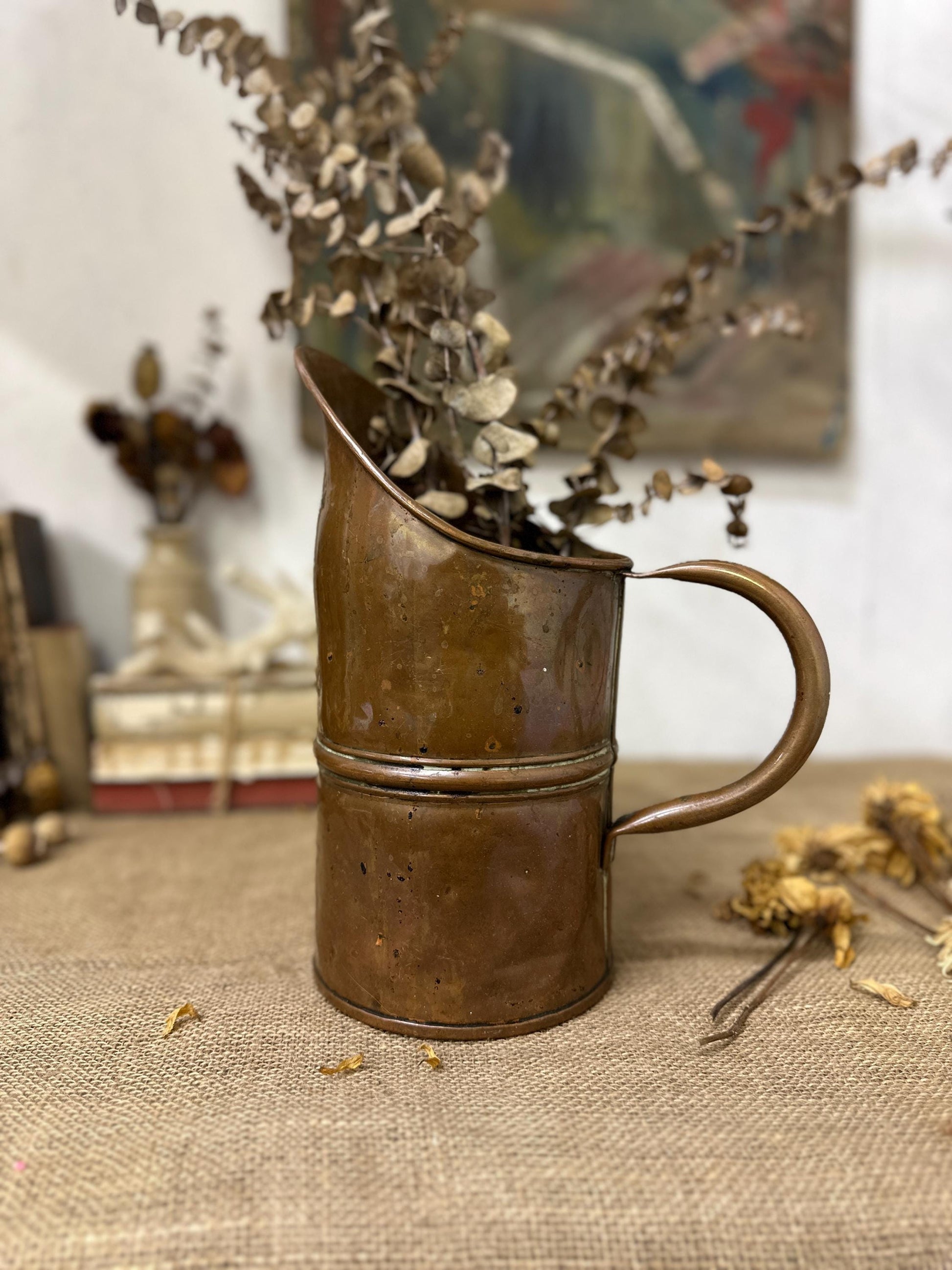 Antique English Copper One Gallon Helmet Jug