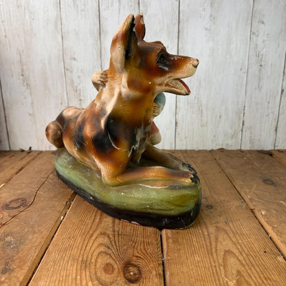 Vintage Chalkware Figure Alsatian & Child, Boy and His Dog